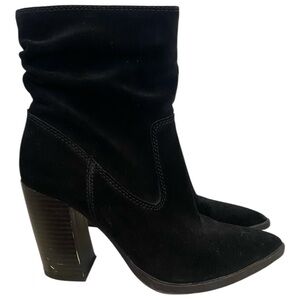 Vince Camuto Crethana Ruched Leather Block Heel Boot Sz 6.5